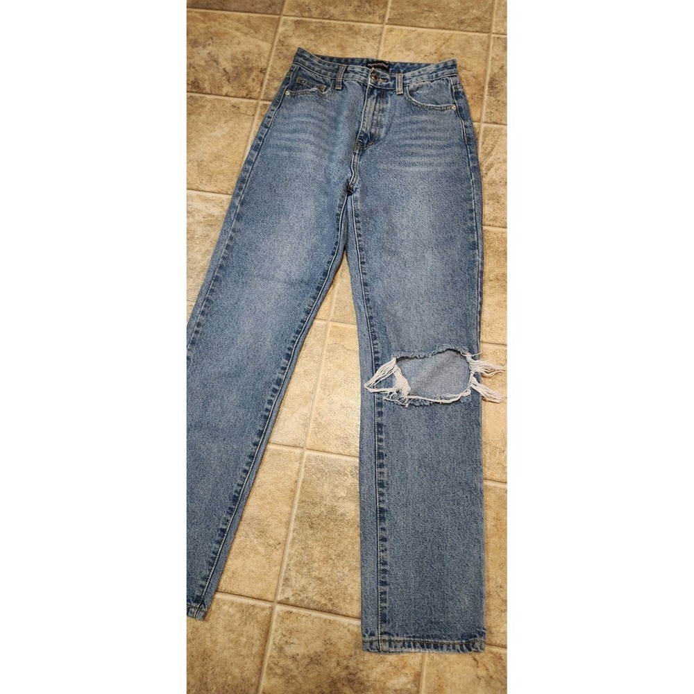Pretty Little Things Jeans Denim UK8 EU36 High Waisted Distressed EUC - Picture 2 of 9